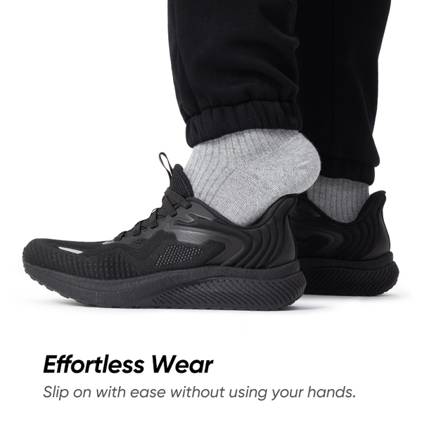 Men's Knitted Non-Slip Sneakers - BLACK - 2